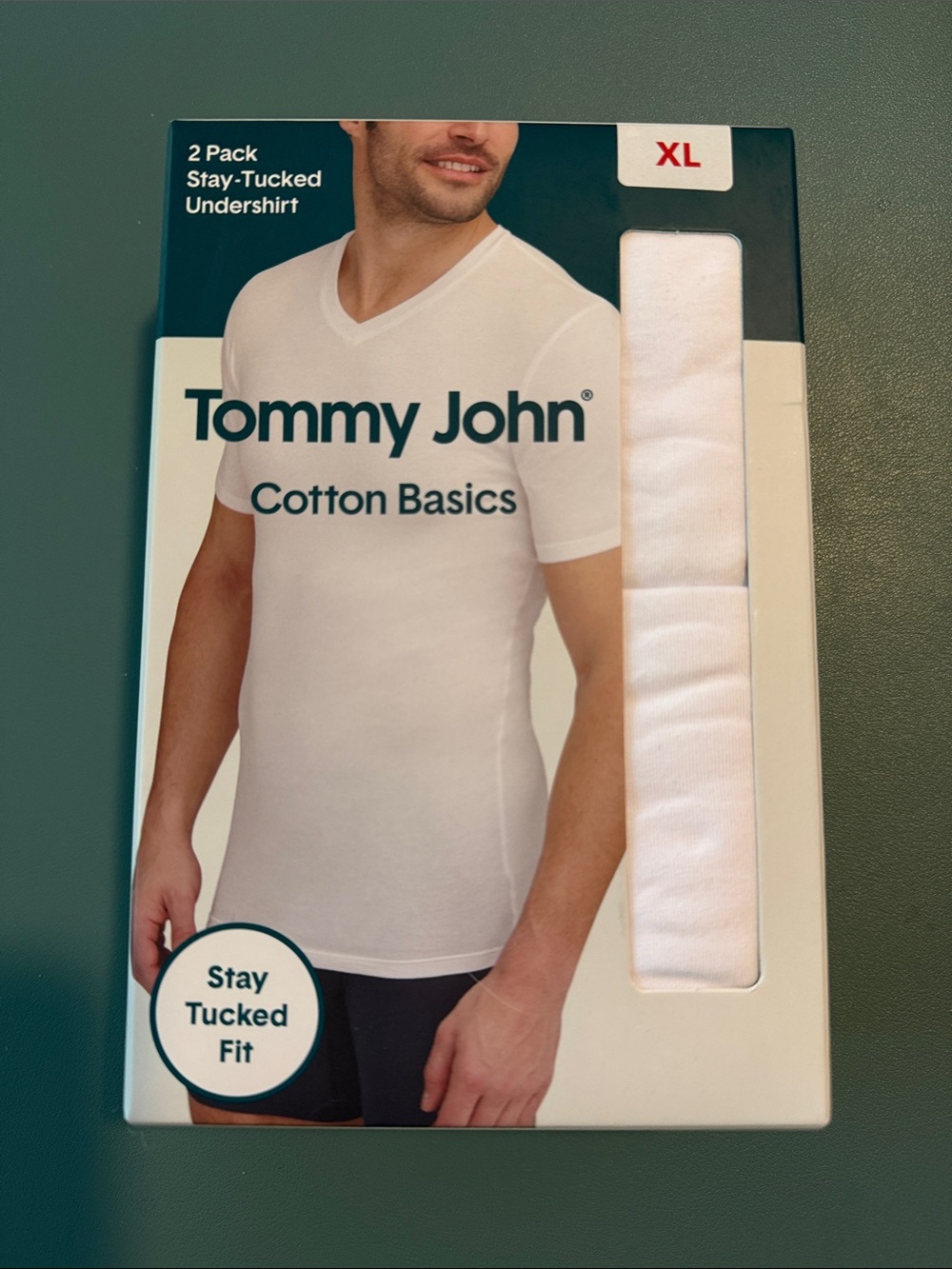 Tommy John‎ Cotton Basics Stay-Tucked Undershirt 2-Pack High V-Neck White XL NIB